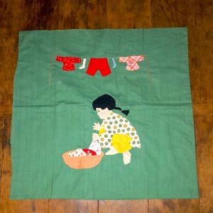 VTG 1940’s One of a Kind Vintage Asian appliqué Pillow Sham/Cover Handmade